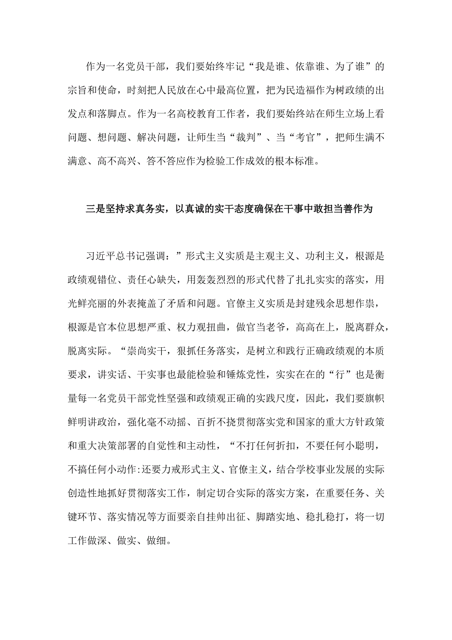 两篇文：2023年学习树立和践行正确政绩观的重要论述研讨心得发言材料.docx_第3页