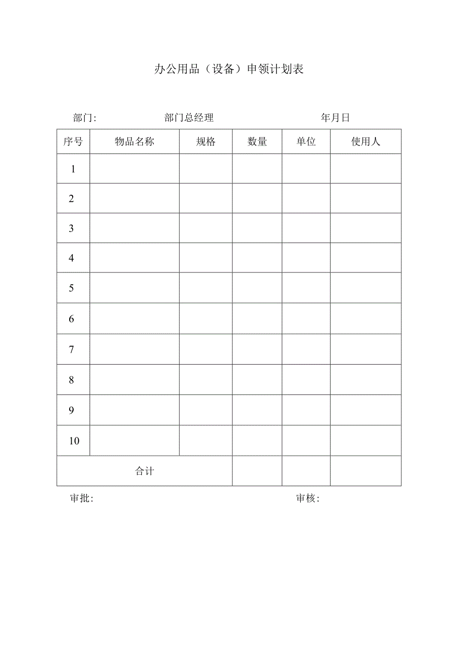 办公用品申领计划表.docx_第1页