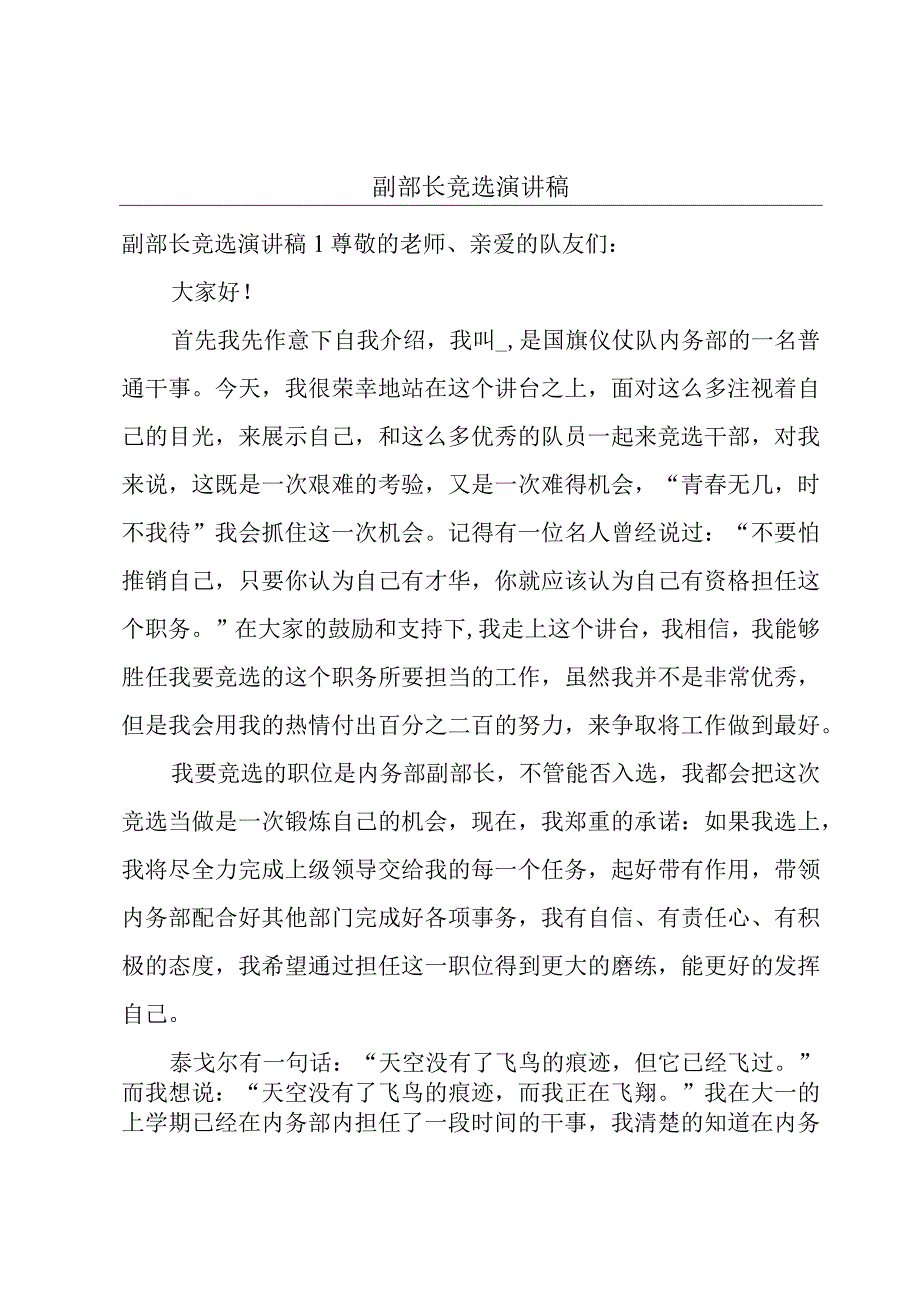 副部长竞选演讲稿.docx_第1页