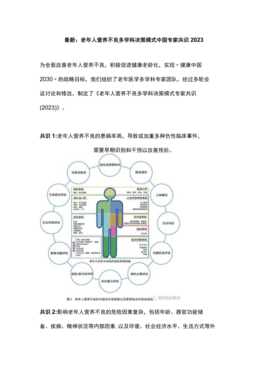 最新：老年人营养不良多学科决策模式中国专家共识2023.docx_第1页