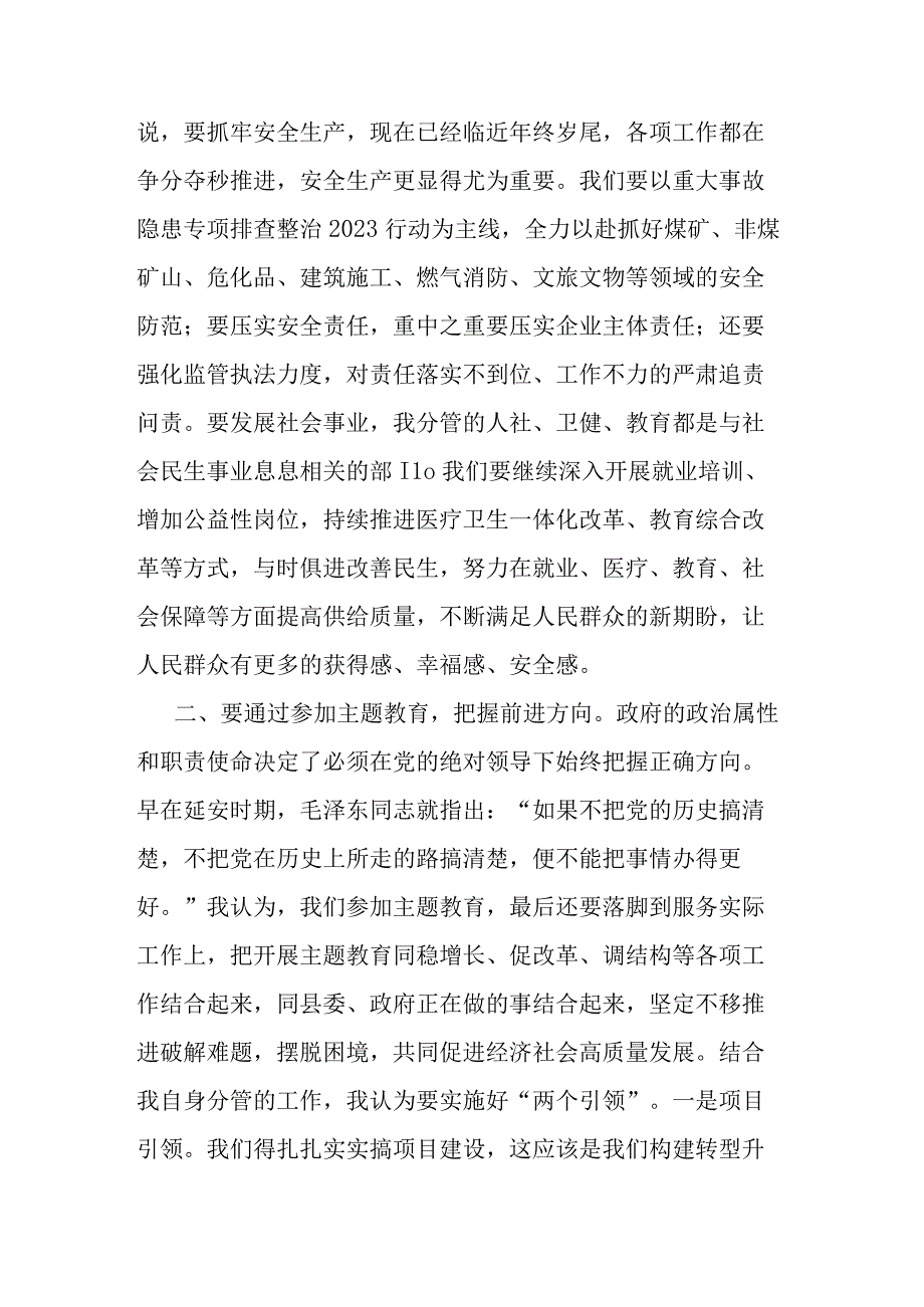 副县长在县委2023年主题教育专题交流研讨会上的发言材料(二篇).docx_第2页