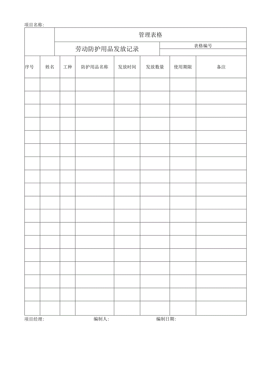 劳动防护用品发放记录.docx_第1页