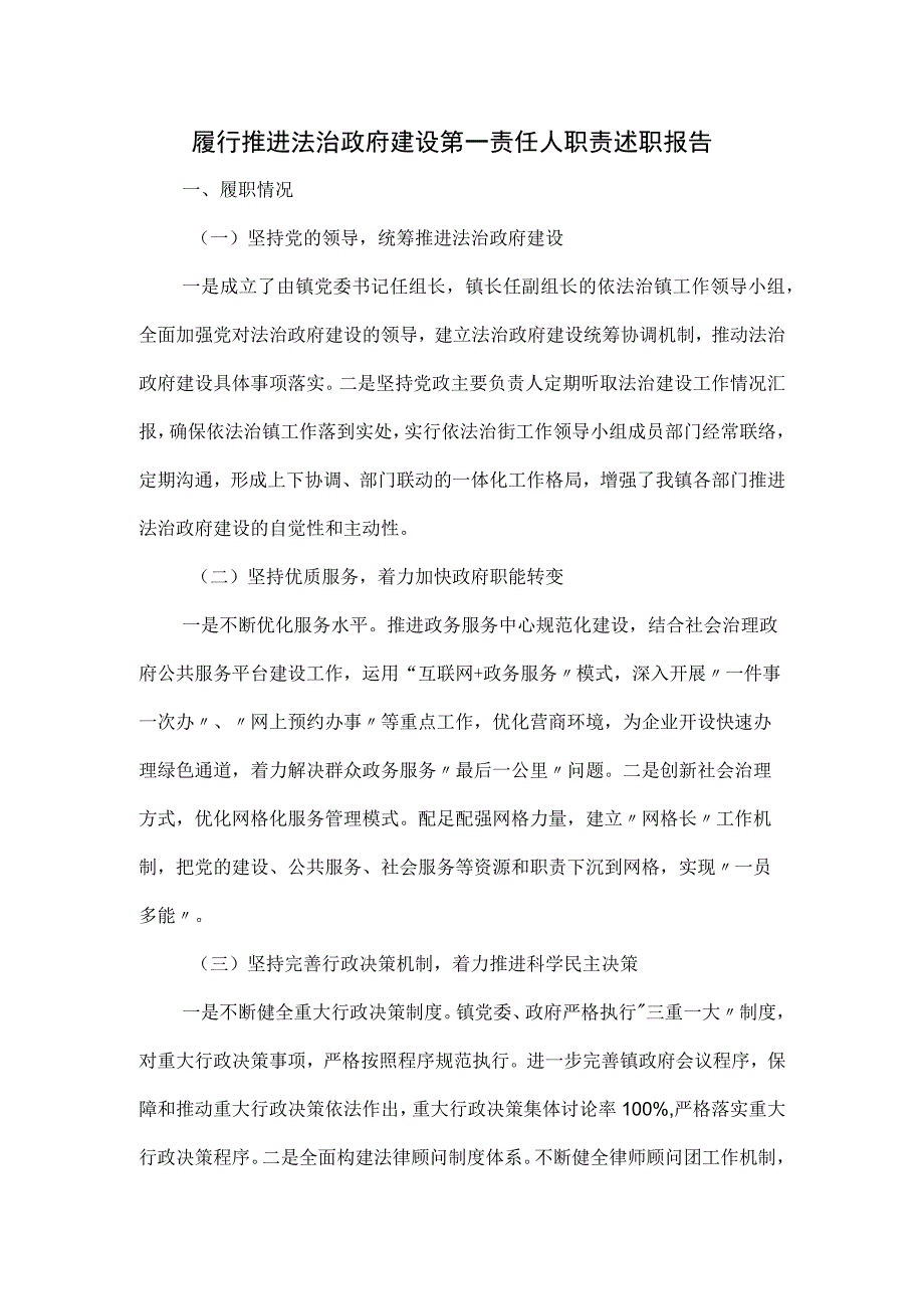 履行推进法治政府建设第一责任人职责述职报告.docx_第1页