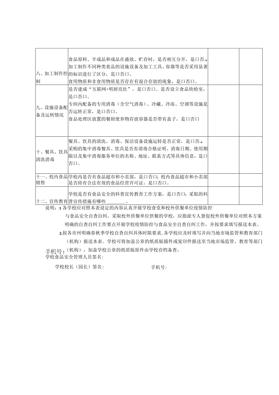 学校疫情防控与食品安全自查自纠表.docx_第2页