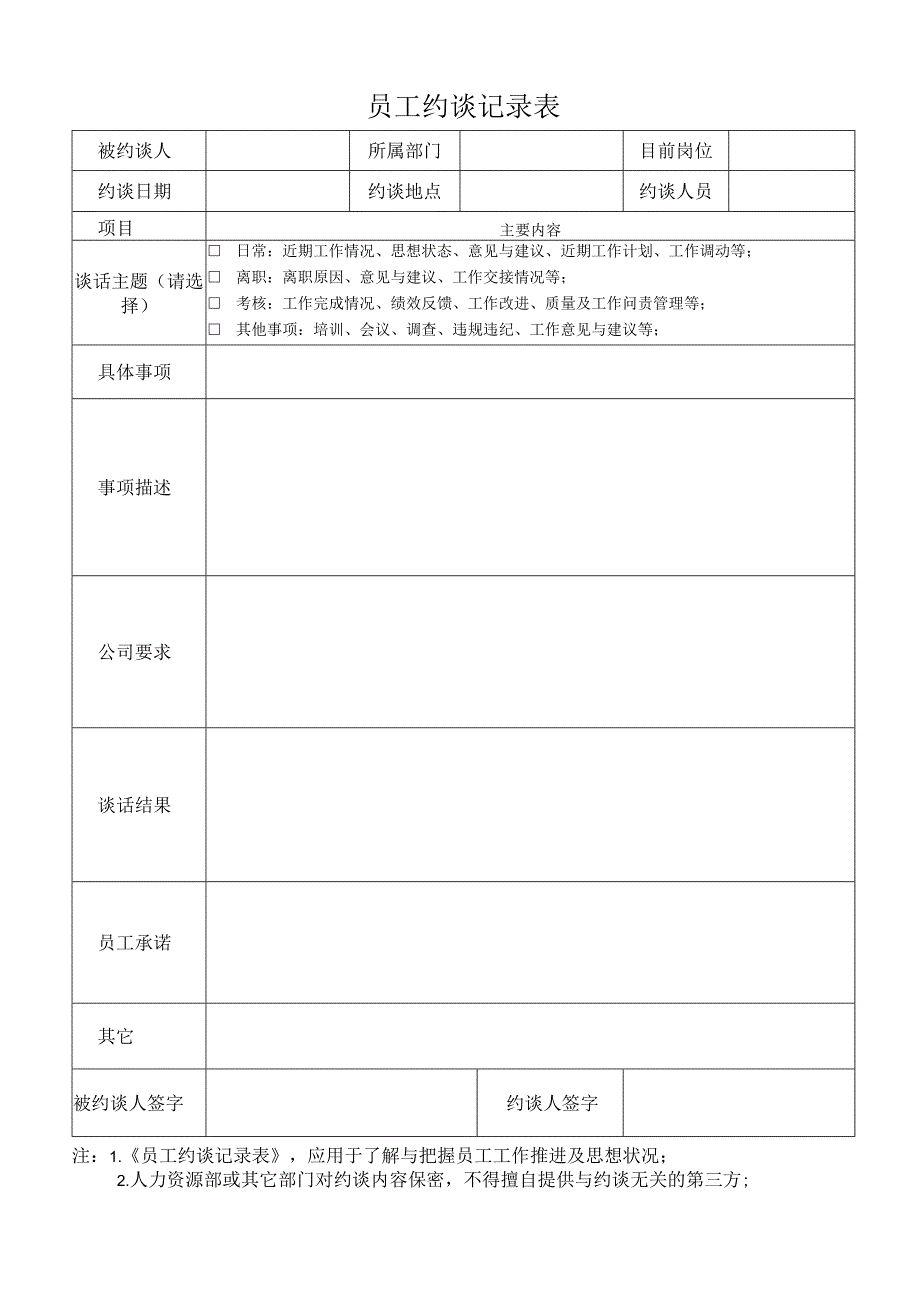 员工约谈记录表.docx_第1页