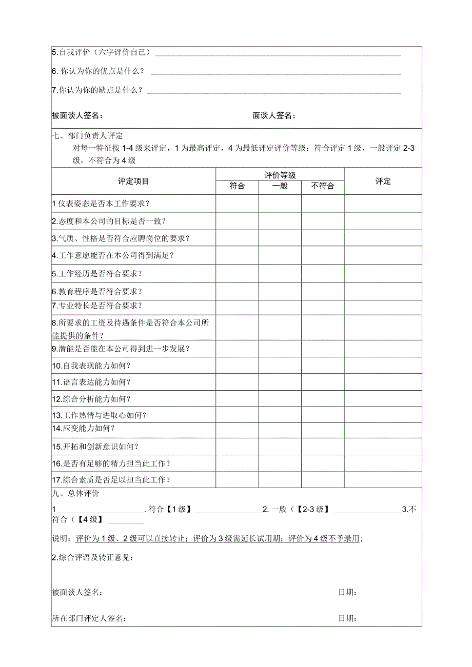 员工转正面谈评价表.docx_第2页