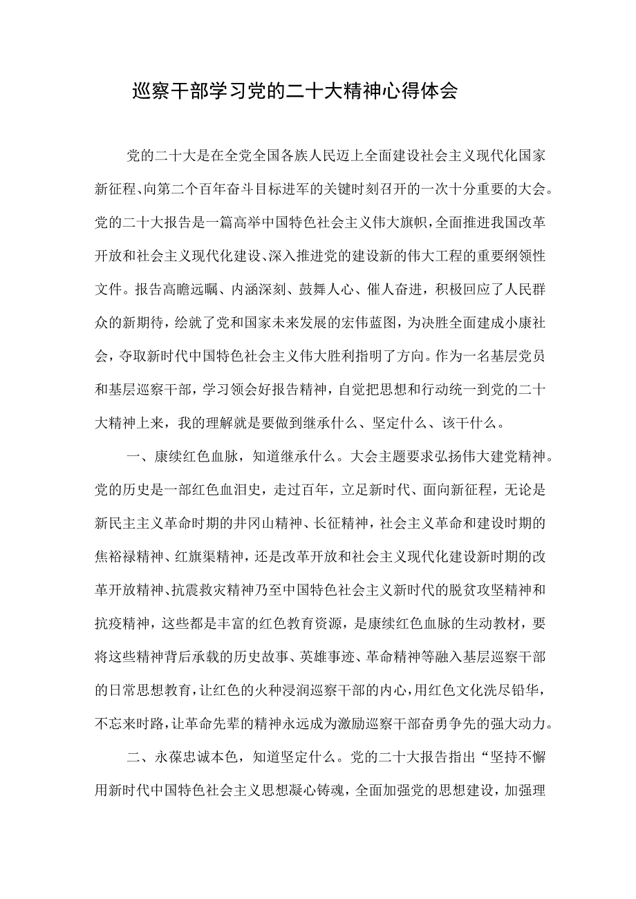 巡察干部学习党的二十大精神研讨交流发言心得体会感想4篇.docx_第2页