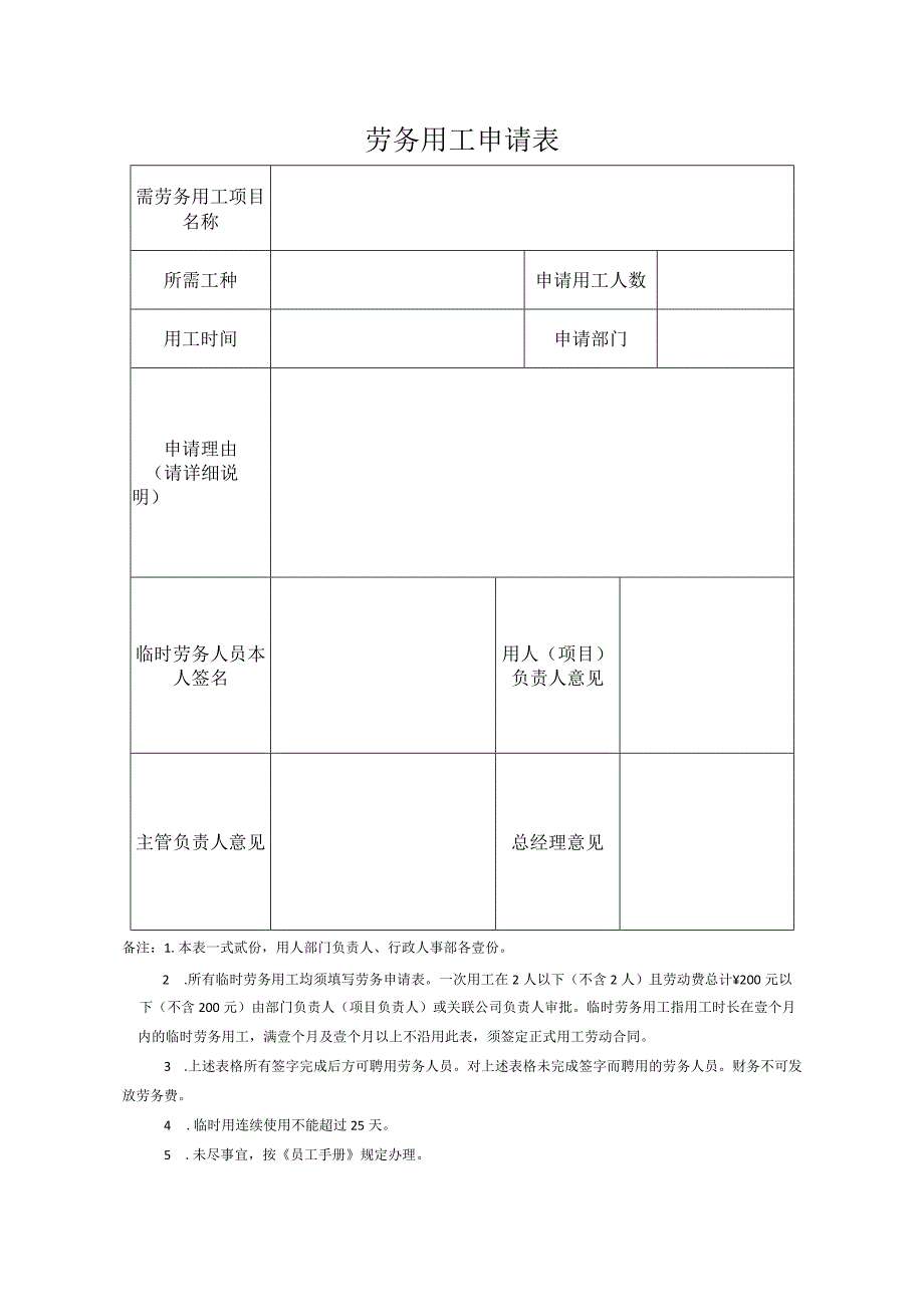 劳务用工申请表模板.docx_第1页