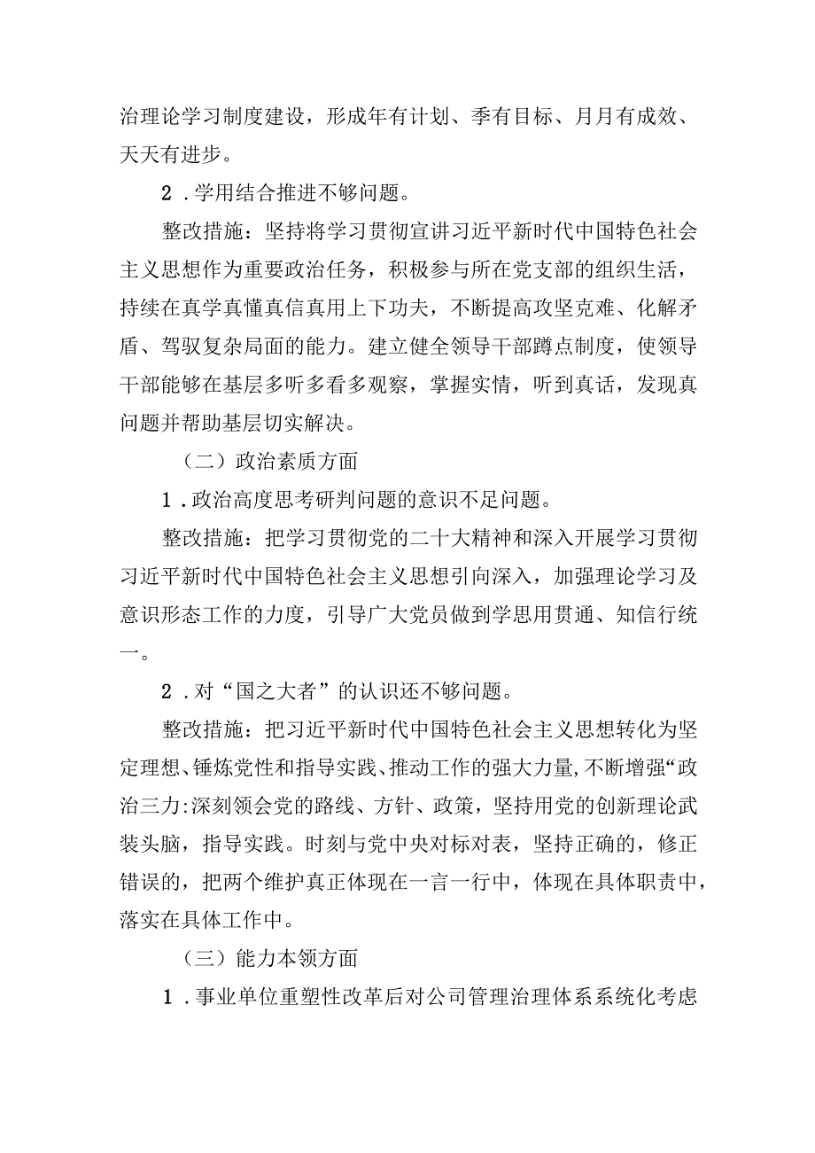 国企公司党委关于2023年第二批主题教育查摆反馈问题整改整治方案.docx_第3页