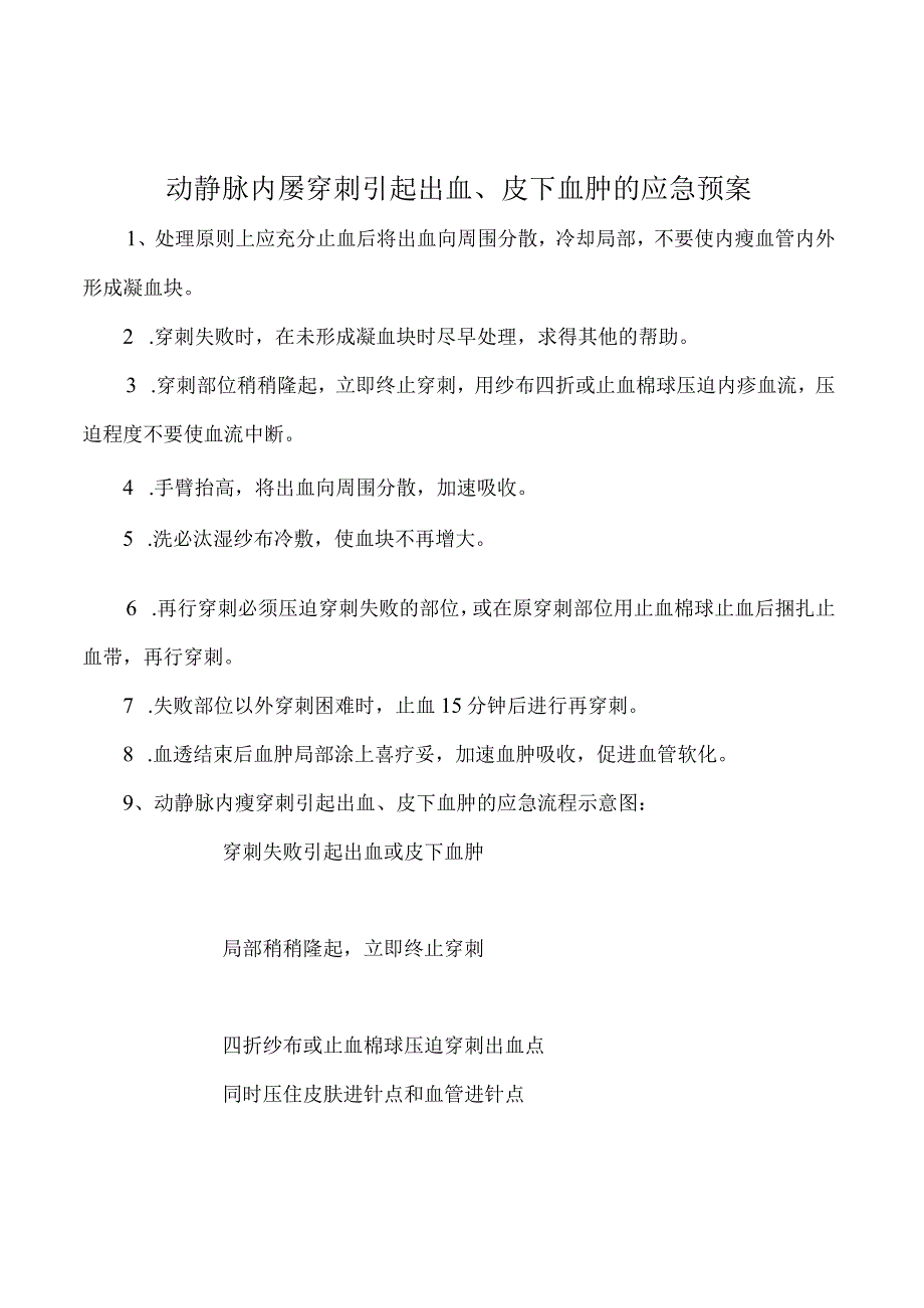 动静脉内瘘穿刺引起出血、皮下血肿的应急预案.docx_第1页