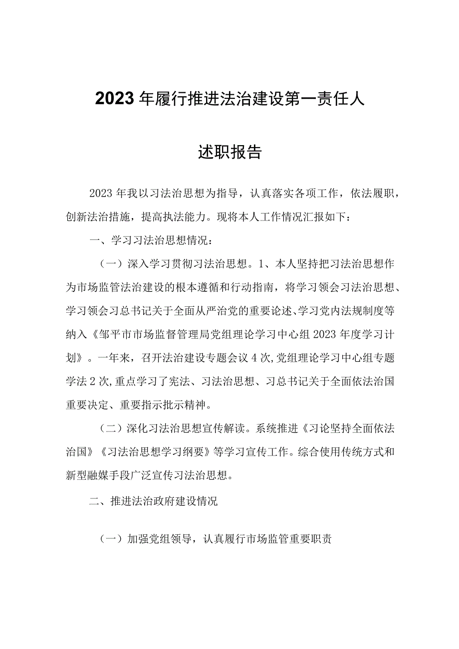 2022年履行推进法治建设第一责任人述职报告.docx_第1页