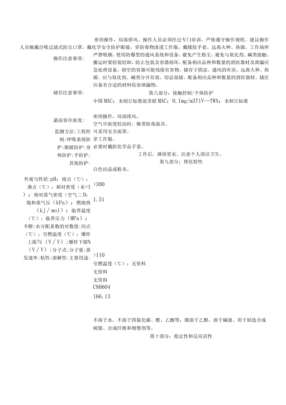 PTA对苯二甲酸安全技术说明书MSDS.docx_第2页