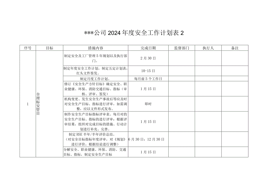 2024年度安全工作计划表2.docx_第1页