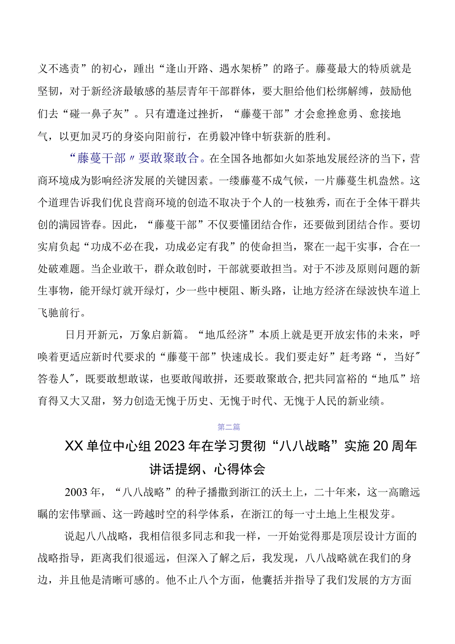 2023年关于开展学习八八战略思想研讨发言材料及心得体会8篇.docx_第2页