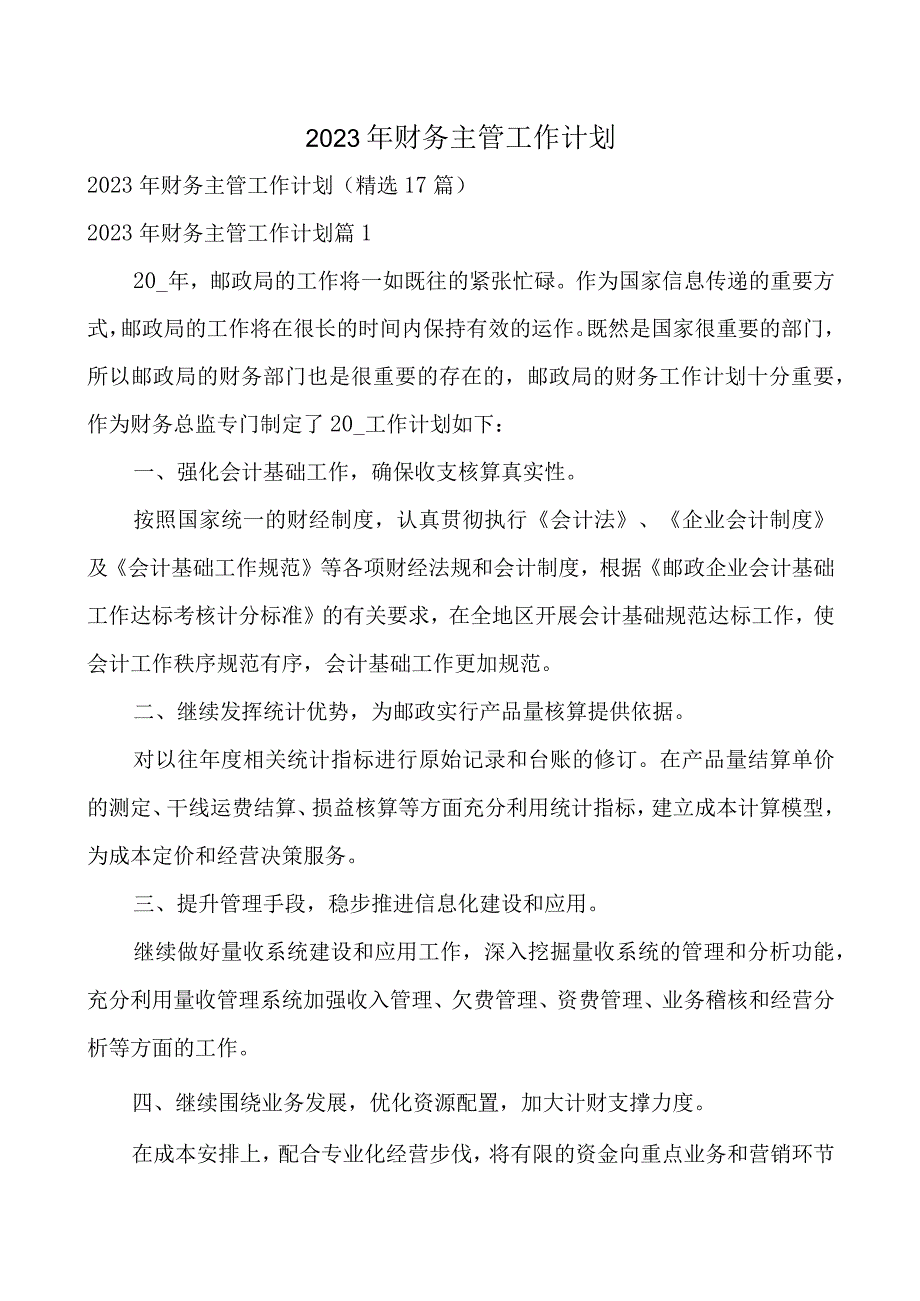 2023年财务主管工作计划.docx_第1页