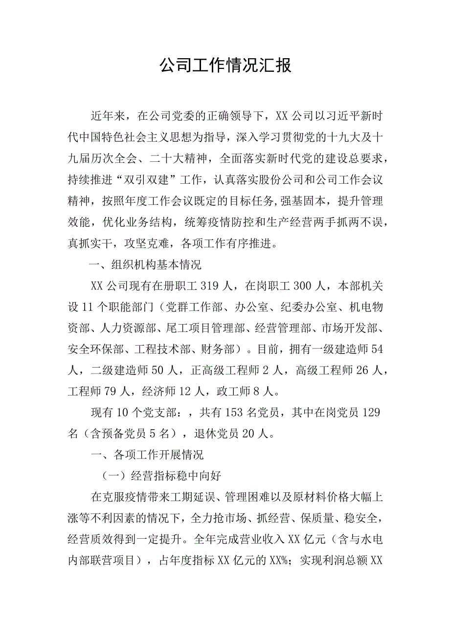 公司工作情况汇报.docx_第1页