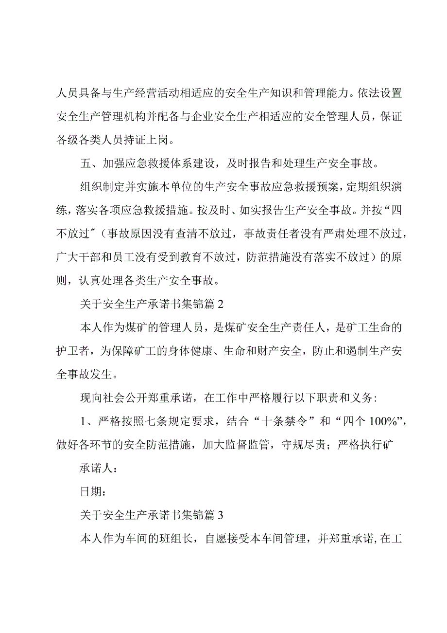 关于安全生产承诺书集锦（17篇）.docx_第2页