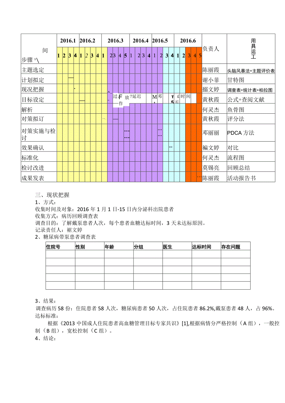 内分泌科品管圈活动——缩短带泵患者血糖达标时间PDCA中期汇报.docx_第3页