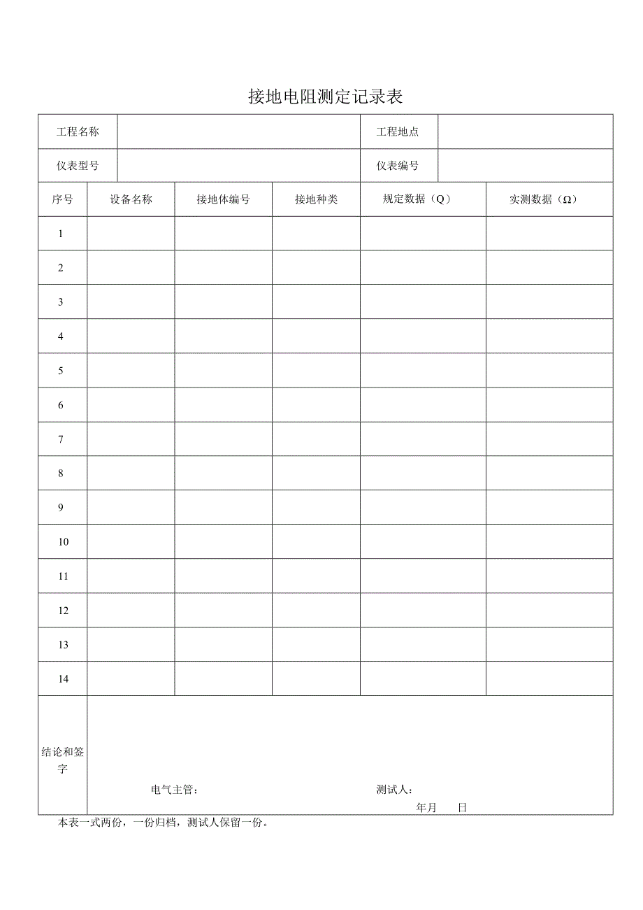 接 地 电 阻 测 定 记 录 表.docx_第1页