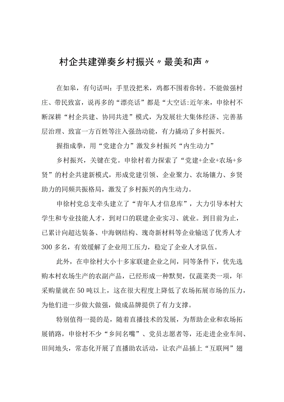 村企共建弹奏乡村振兴“最美和声”.docx_第1页