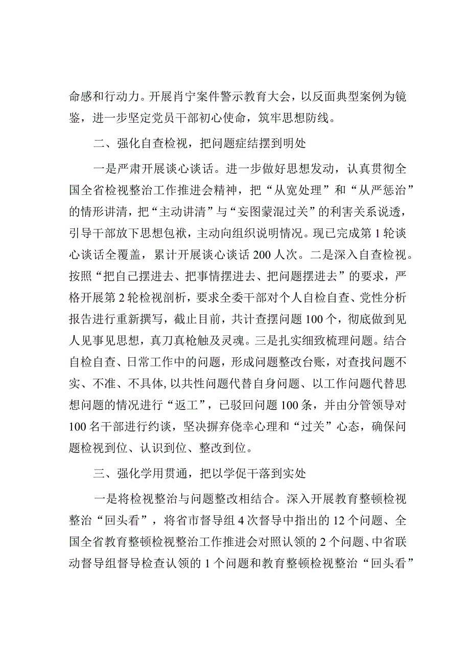 纪检监察干部教育整顿检视整治工作推进会精神落实情况汇报.docx_第2页