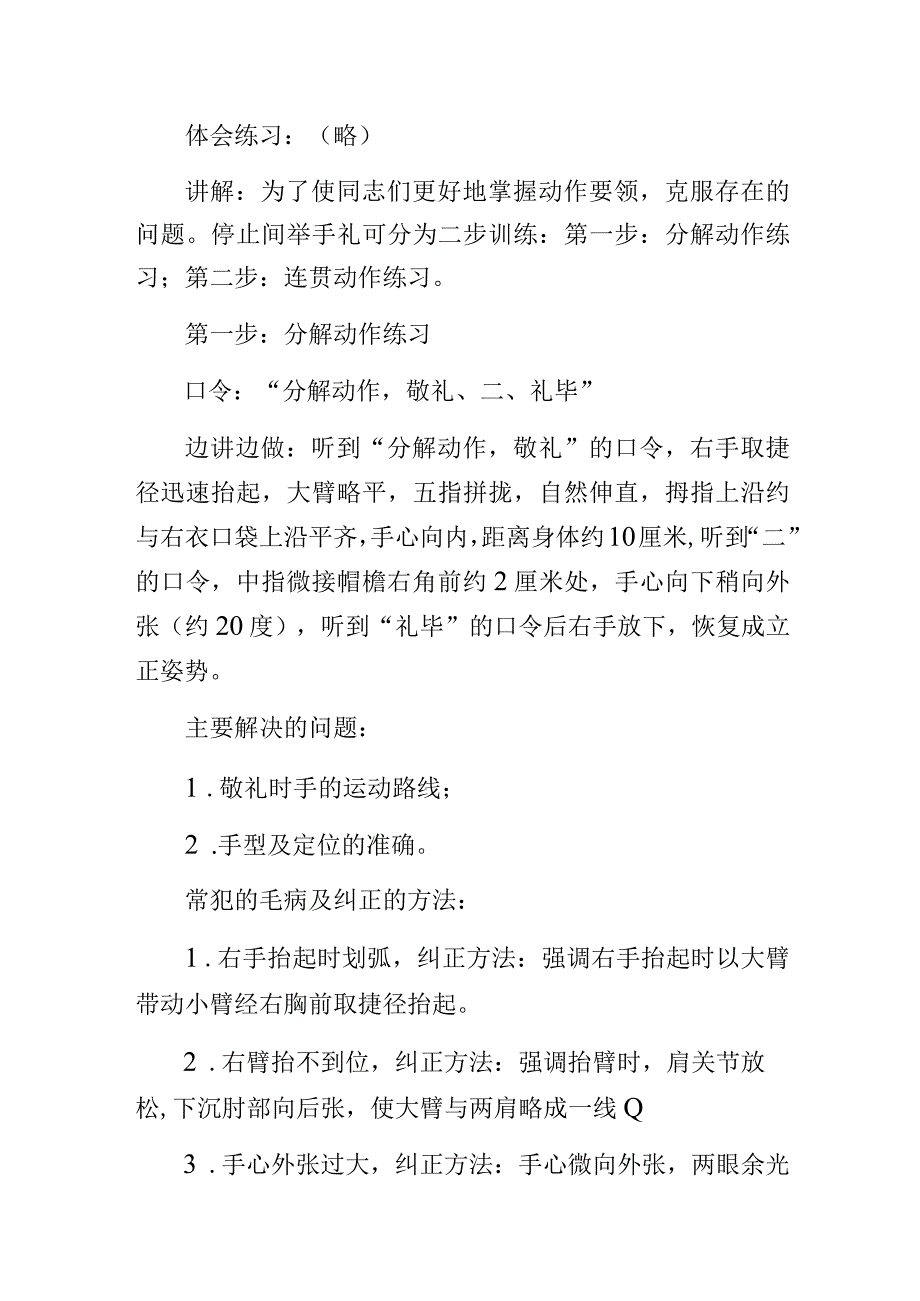 敬礼动作组训教案.docx_第3页