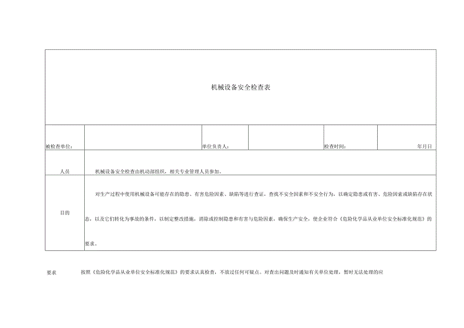 机械设备安全检查表.docx_第1页