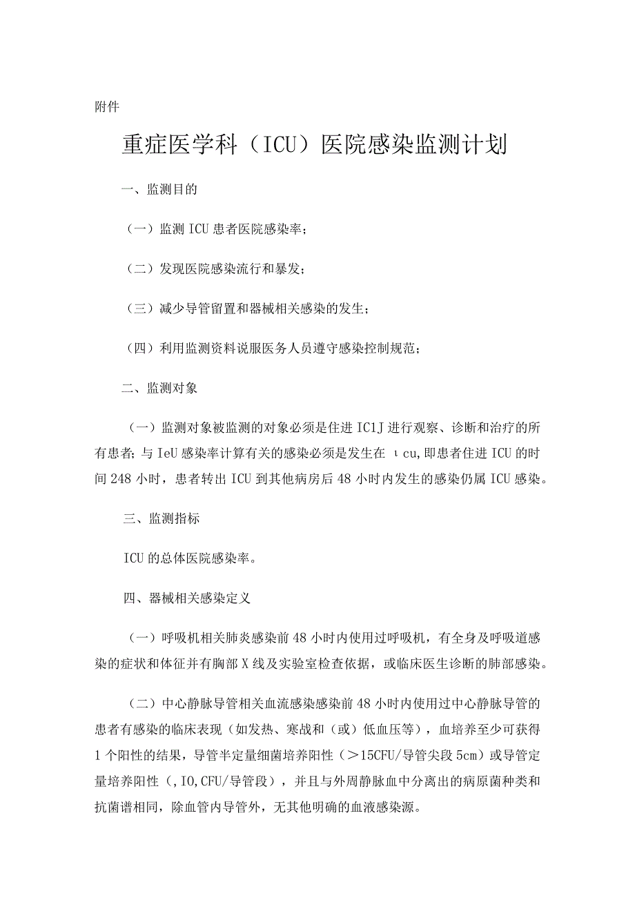 重症监护室ICU医院感染监测方案.docx_第1页