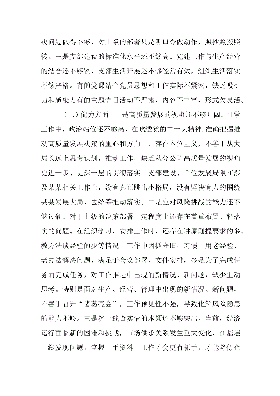 2023年主题教育专题组织生活会处室支部班子对照检查材料.docx_第2页