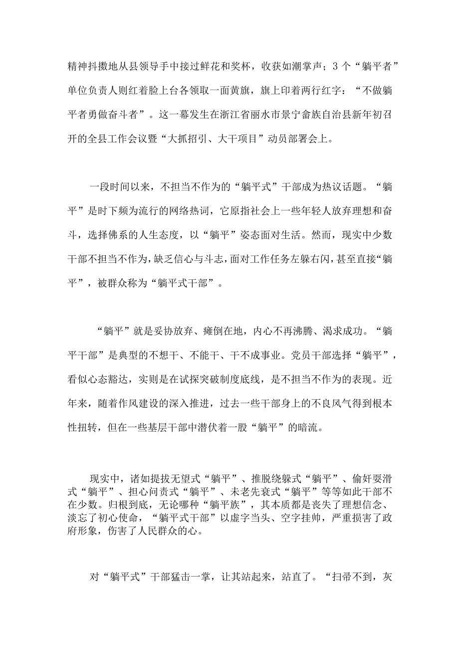 2023年开展关于“躺平式”干部专项整治的研讨发言材料【10篇】供参考.docx_第3页