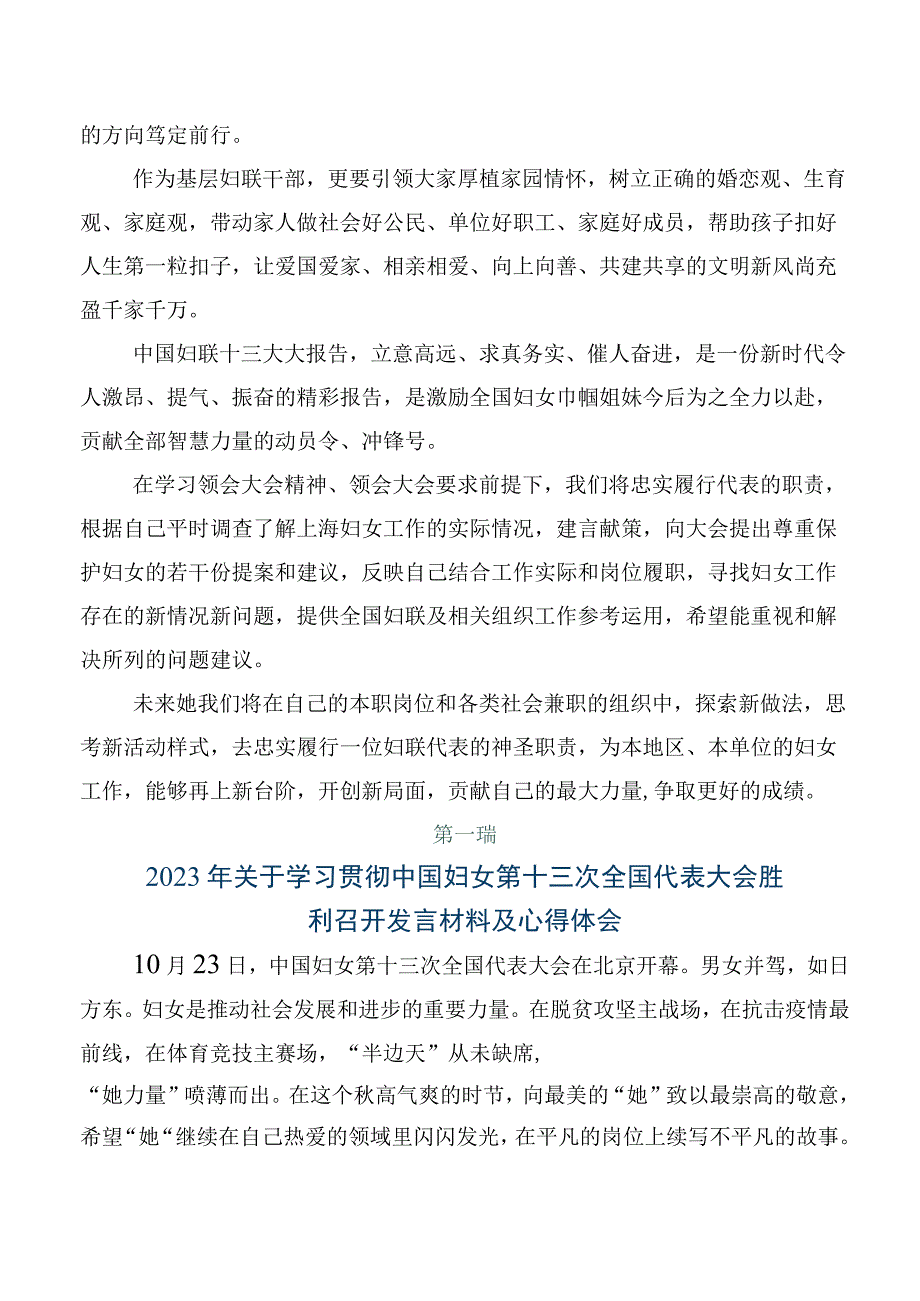 2023年中国妇女第十三次全国代表大会胜利召开研讨材料及心得感悟.docx_第2页