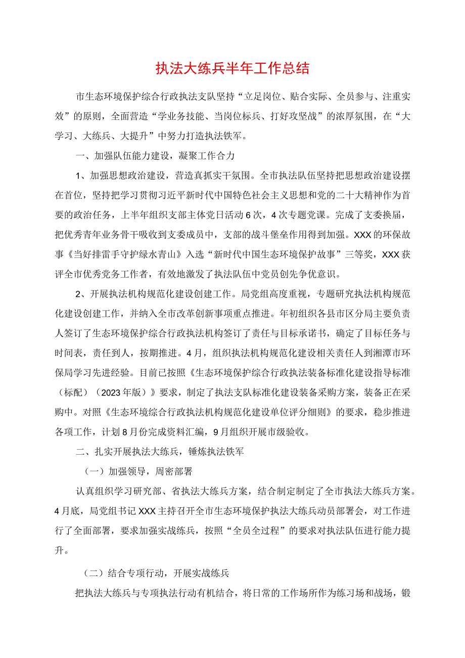 2023年执法大练兵半年工作总结.docx_第1页