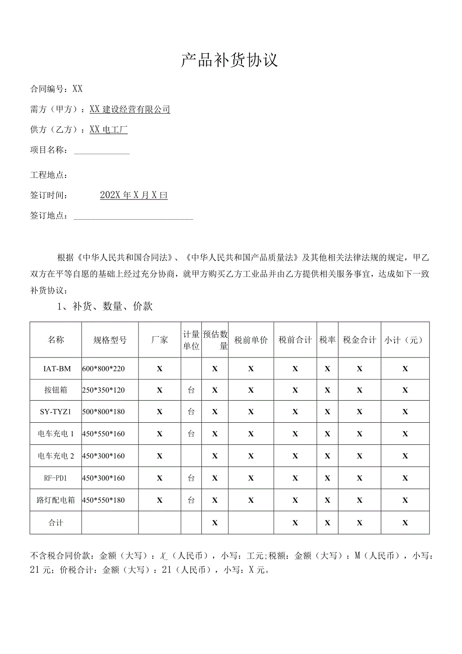 产品补货协议(2023年).docx_第1页