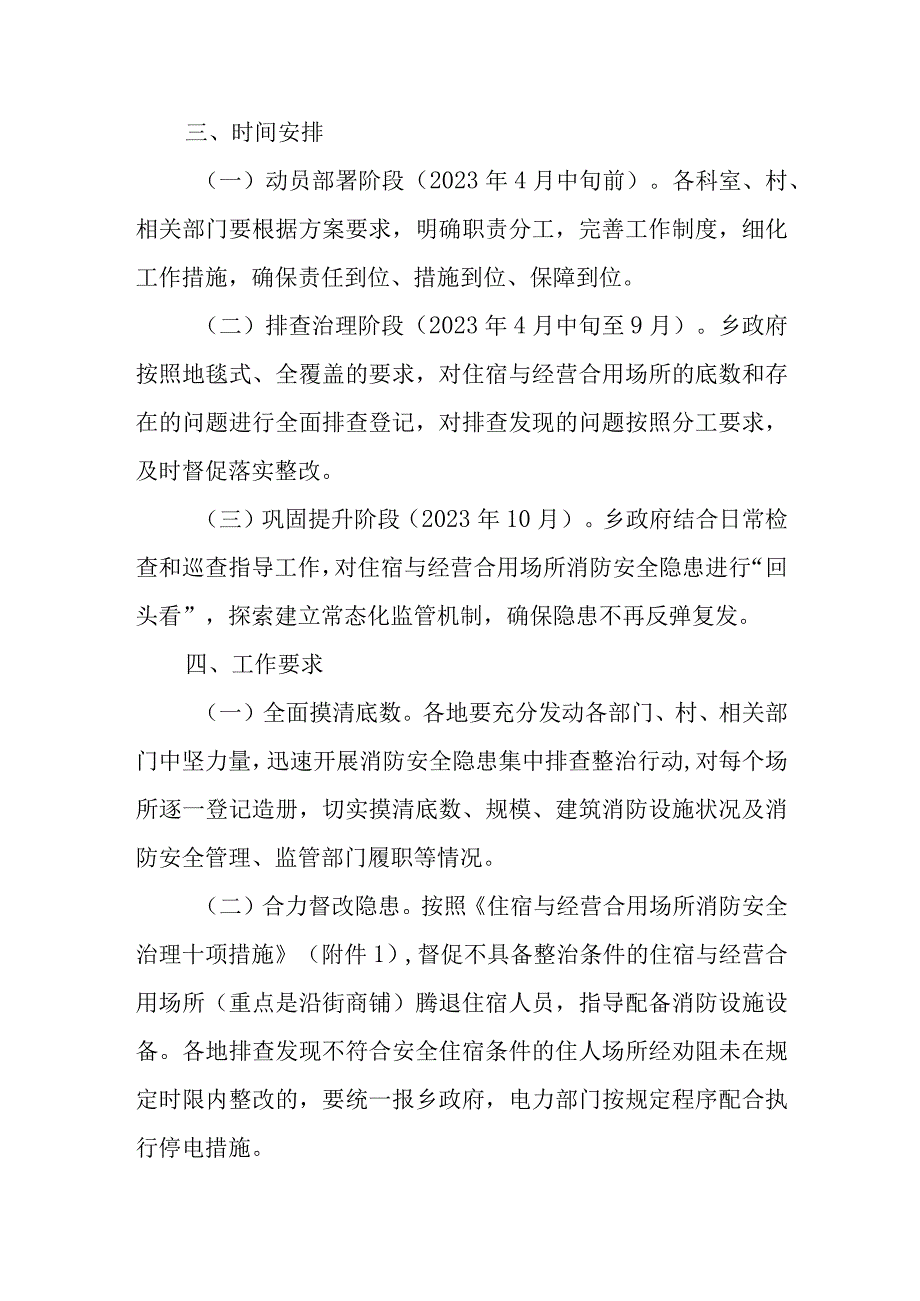 XX乡住宿与经营合用场所消防安全专项治理方案.docx_第2页