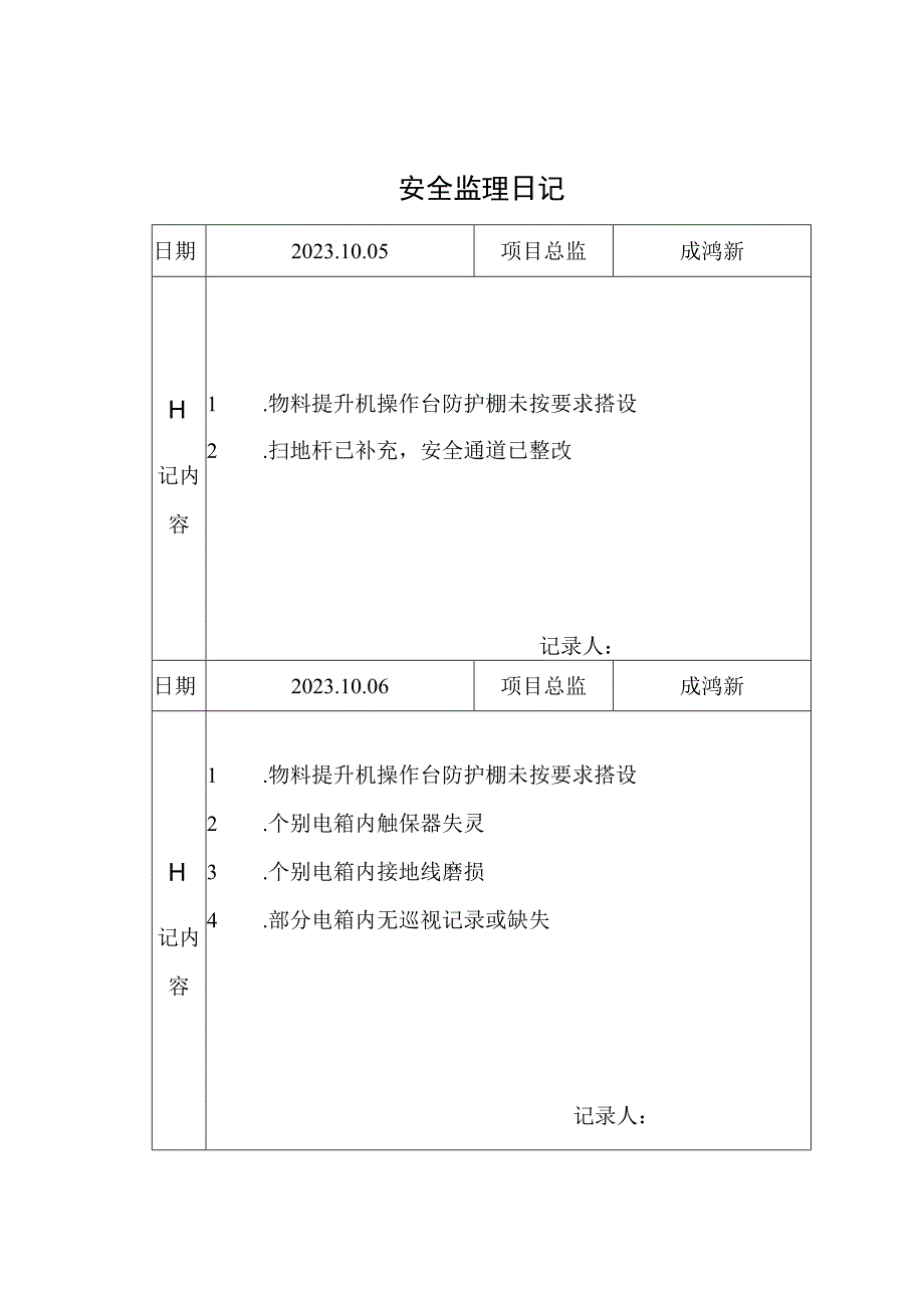 [监理资料]安全监理日记(1).docx_第1页