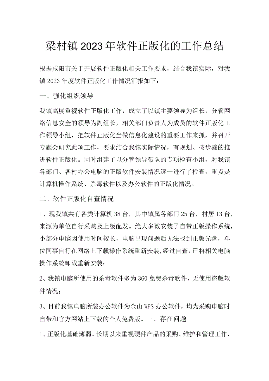 乡镇软件正版化工作总结.docx_第1页