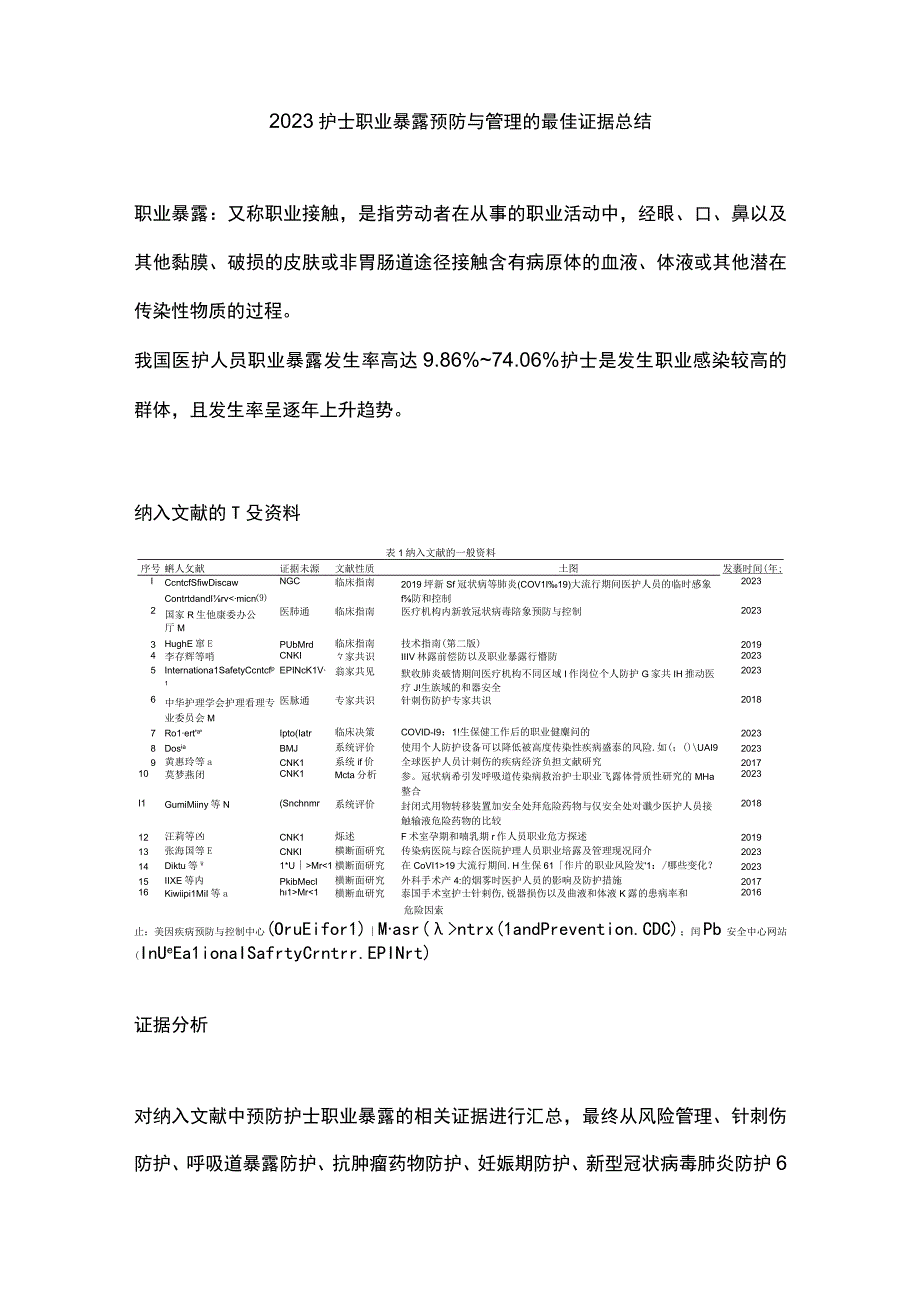 2023护士职业暴露预防与管理的最佳证据总结.docx_第1页