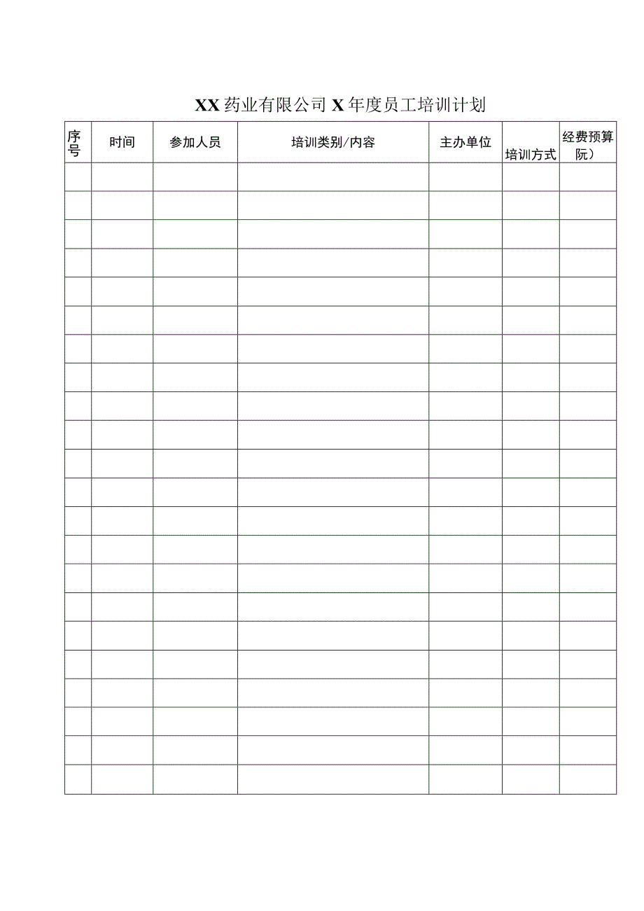 XX药业有限公司X年度员工培训计划（2023年）.docx_第1页