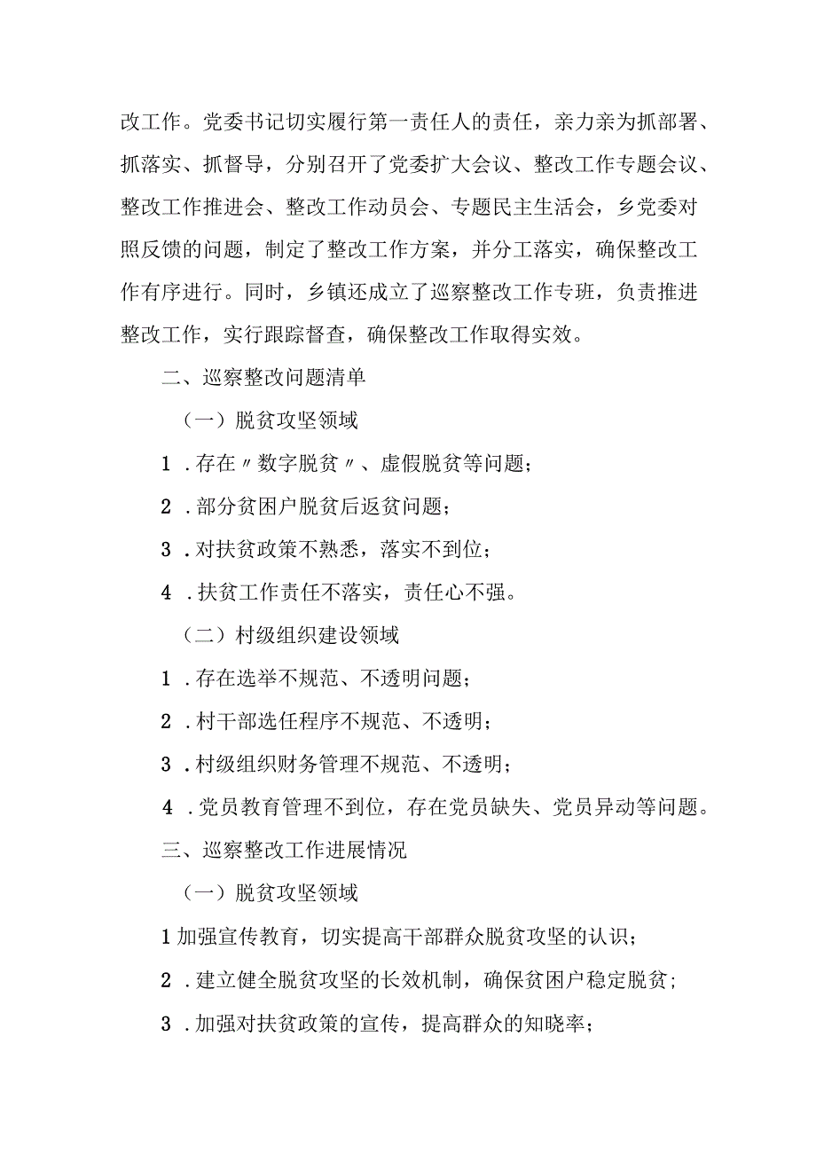 乡镇党委书记抓巡察反馈意见整改落实情况报告.docx_第2页