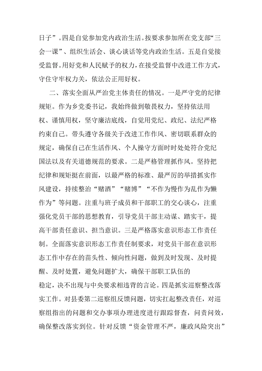 乡党委书记2023年度个人述责述廉报告(二篇).docx_第2页