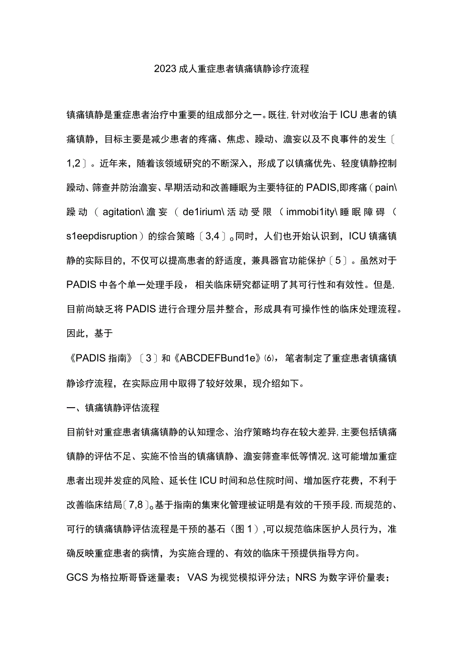 2023成人重症患者镇痛镇静诊疗流程.docx_第1页