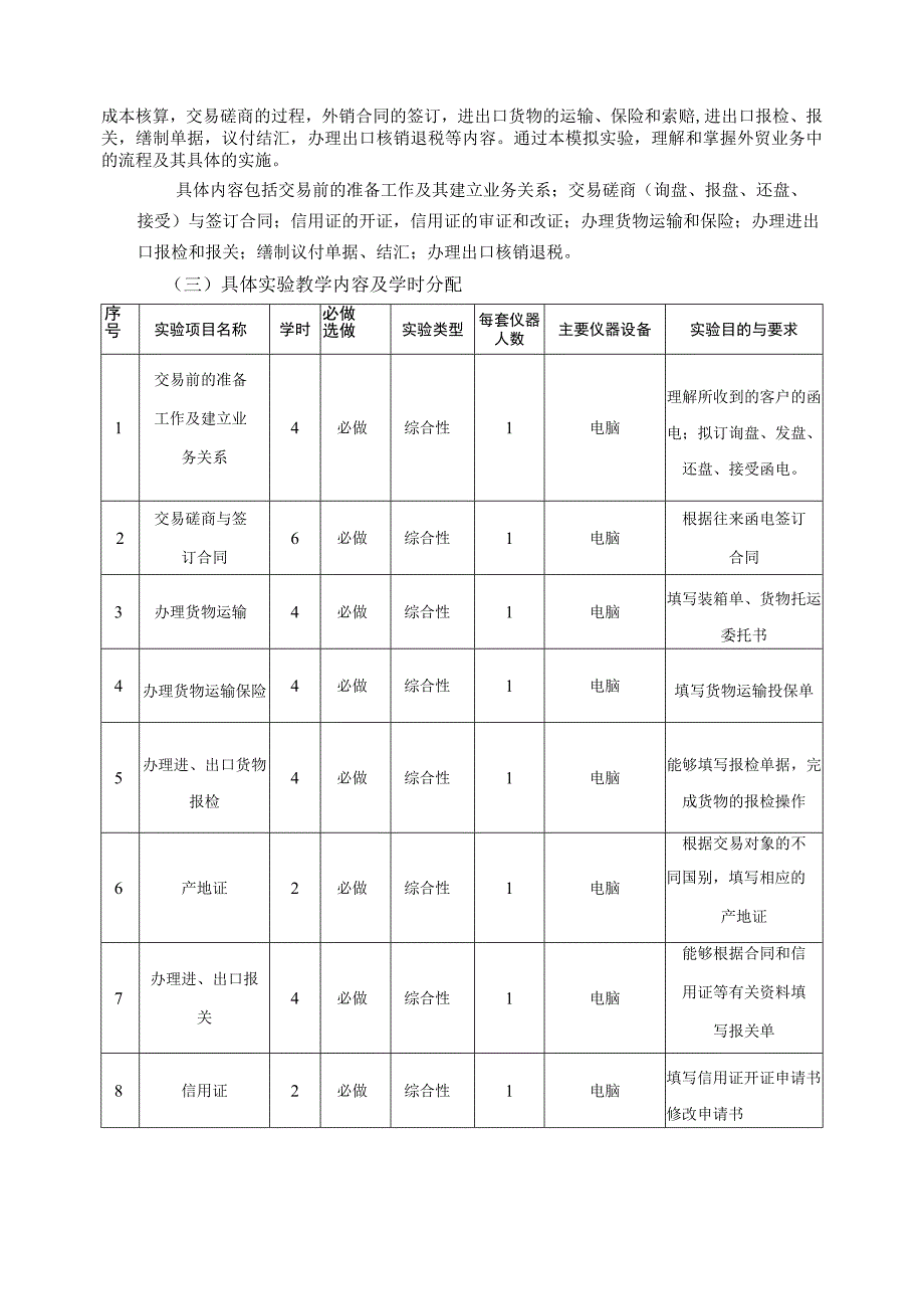 《国际贸易实务模拟实训经济学》课程教学大纲.docx_第3页