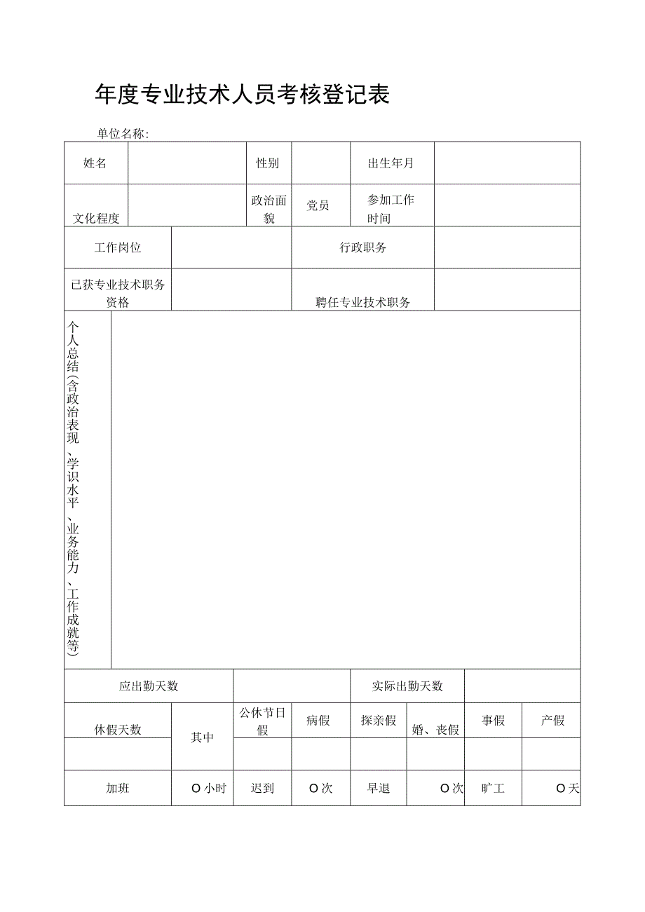 专业技术人员考核登记表.docx_第1页