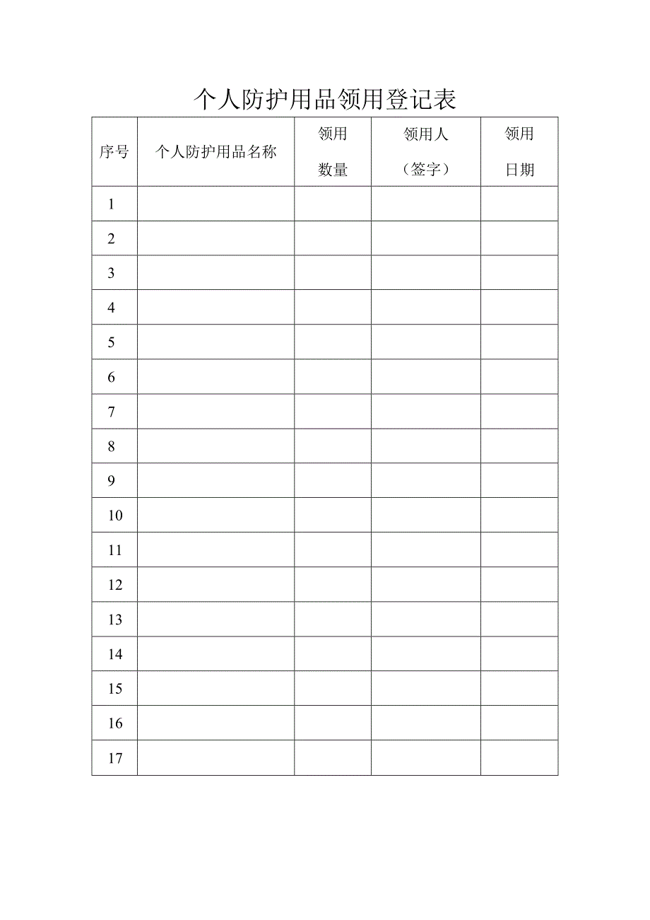 个人防护用品领用登记表.docx_第2页