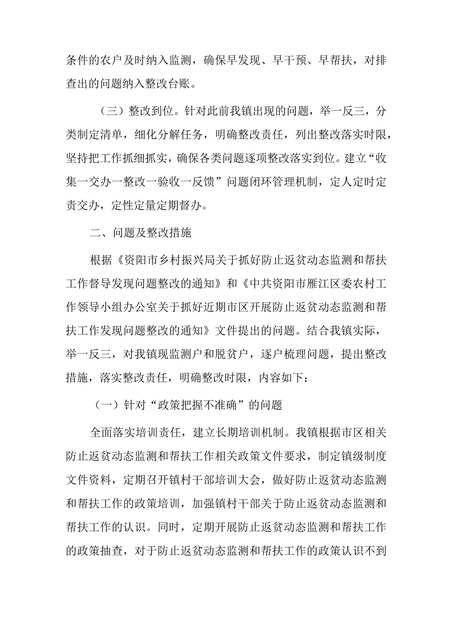 xx镇防止返贫动态监测和帮扶工作发现问题整改落实情况报告.docx_第2页