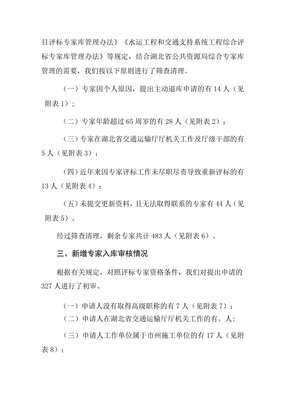 关于增补更新湖北省交通行业评标专家有关情况的报告.docx_第2页