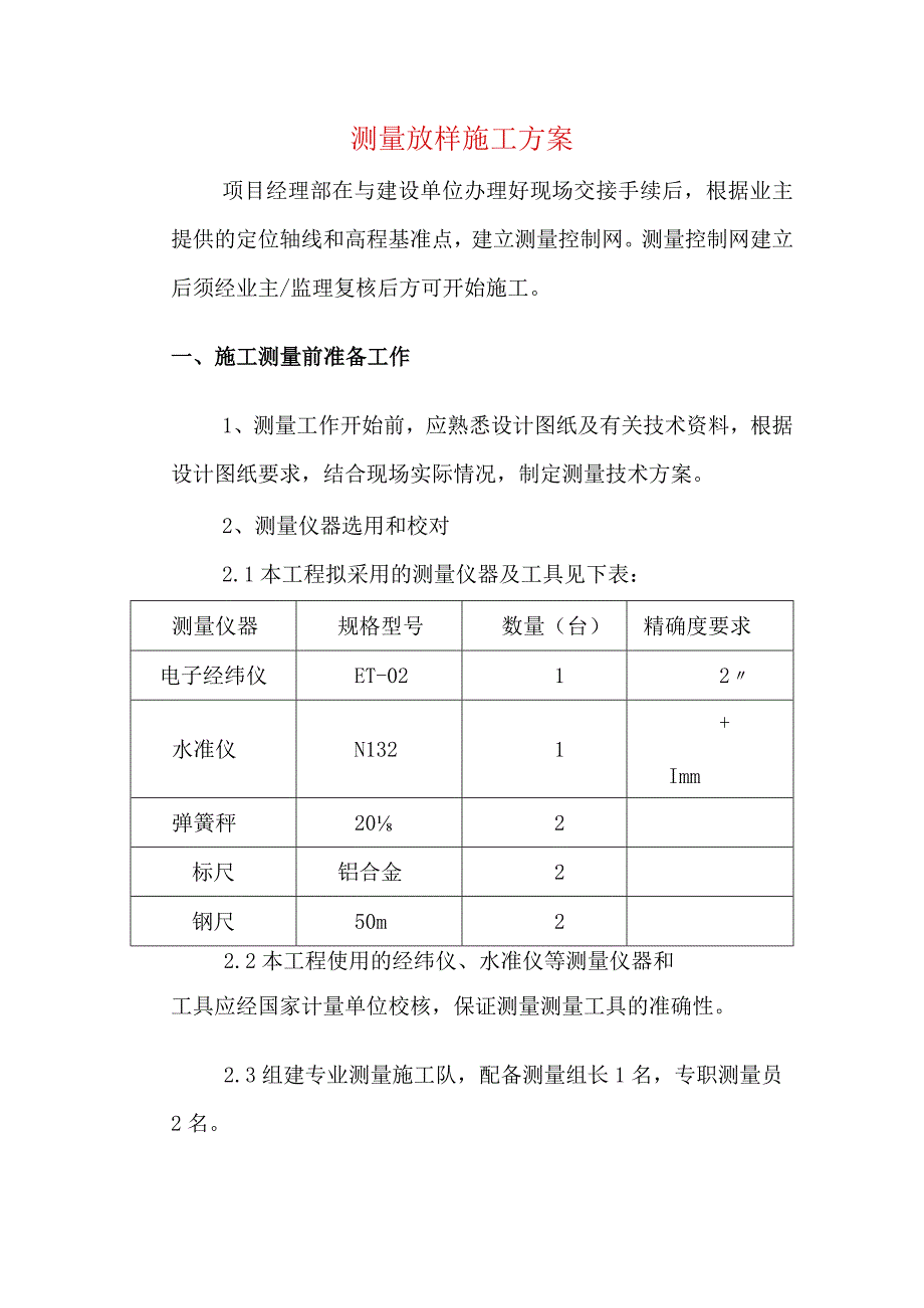 测量放样施工方案.docx_第1页