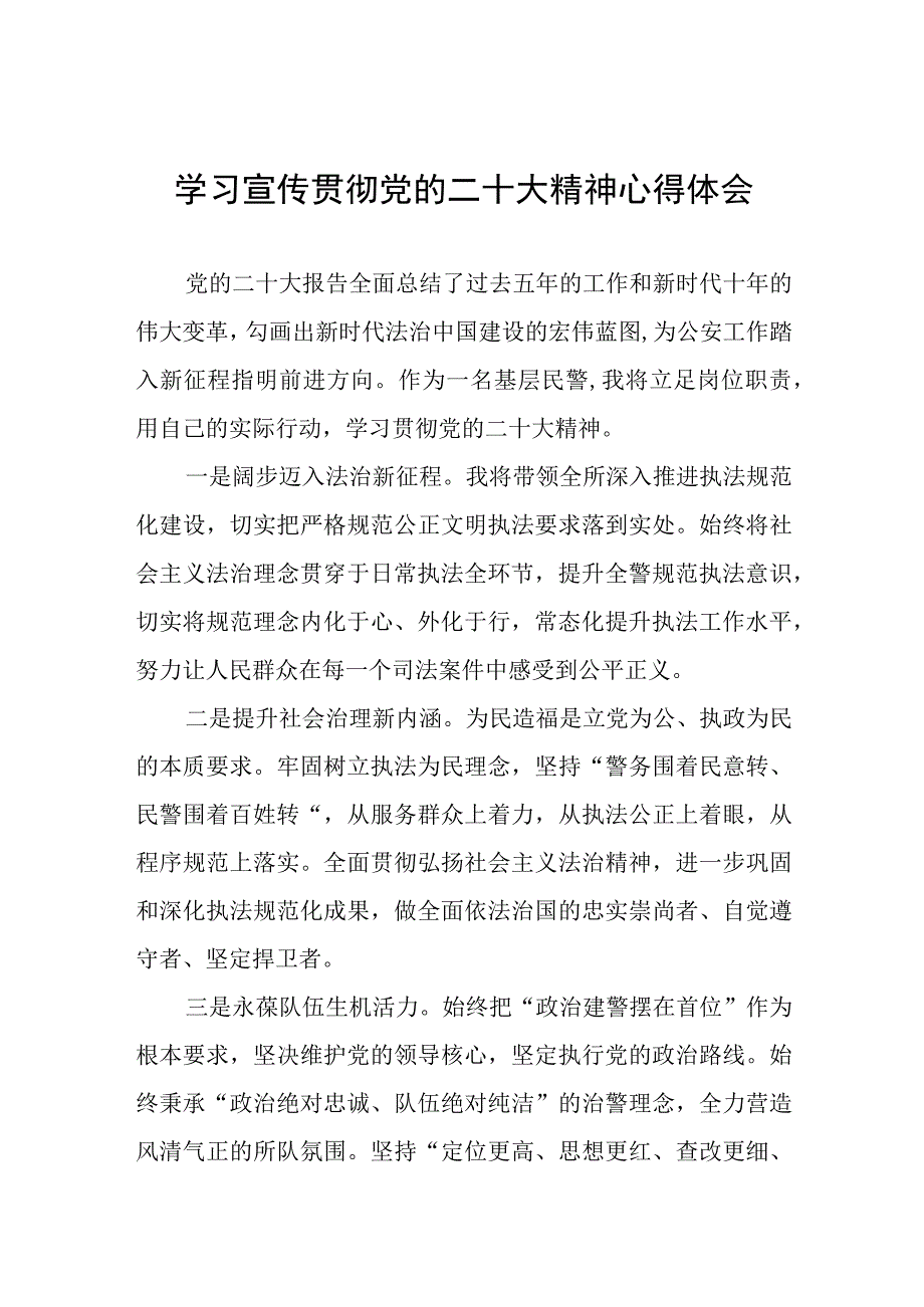 派出所所长学习党的二十大精神心得体会八篇.docx_第1页