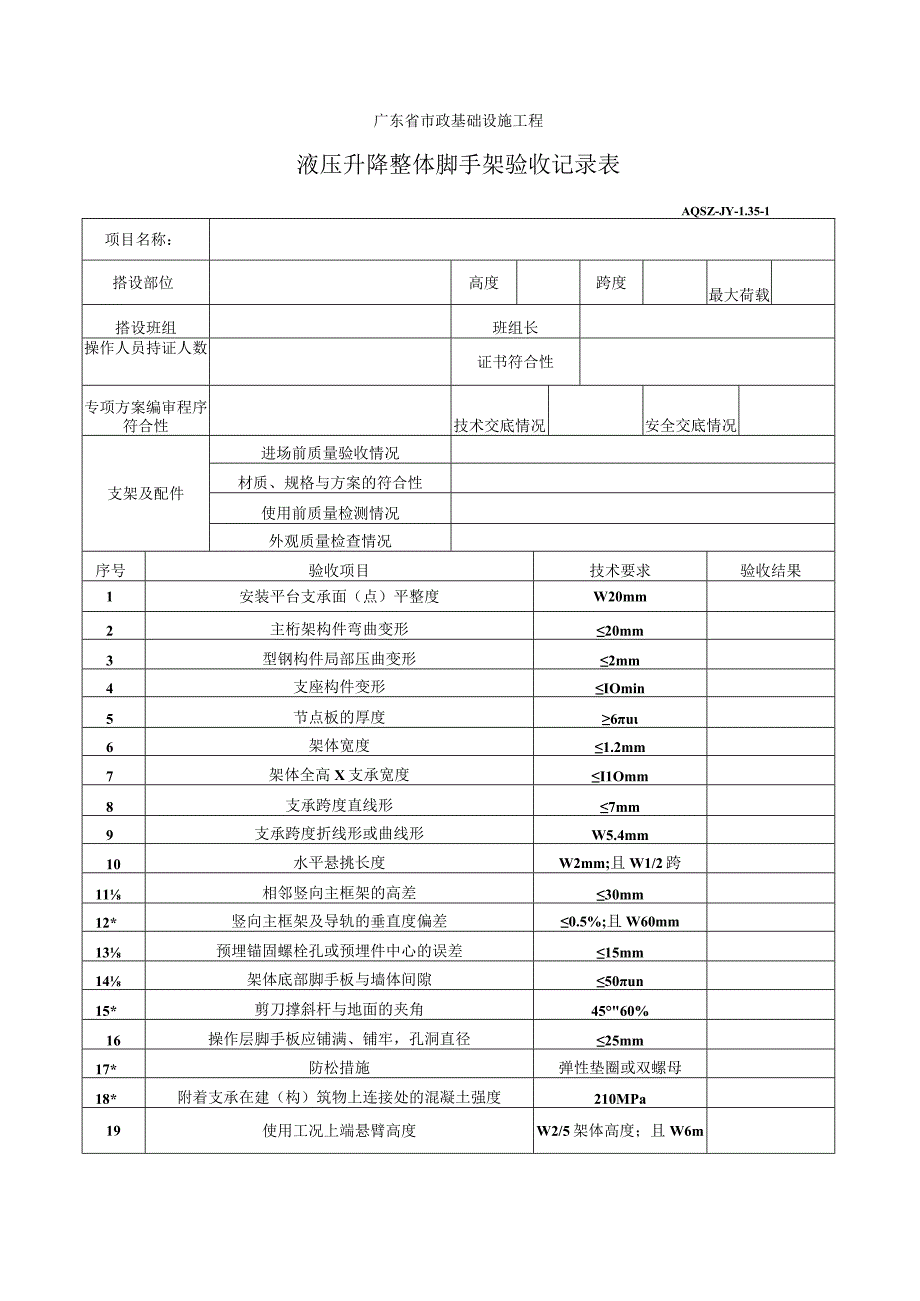 液压升降整体脚手架验收记录表.docx_第1页