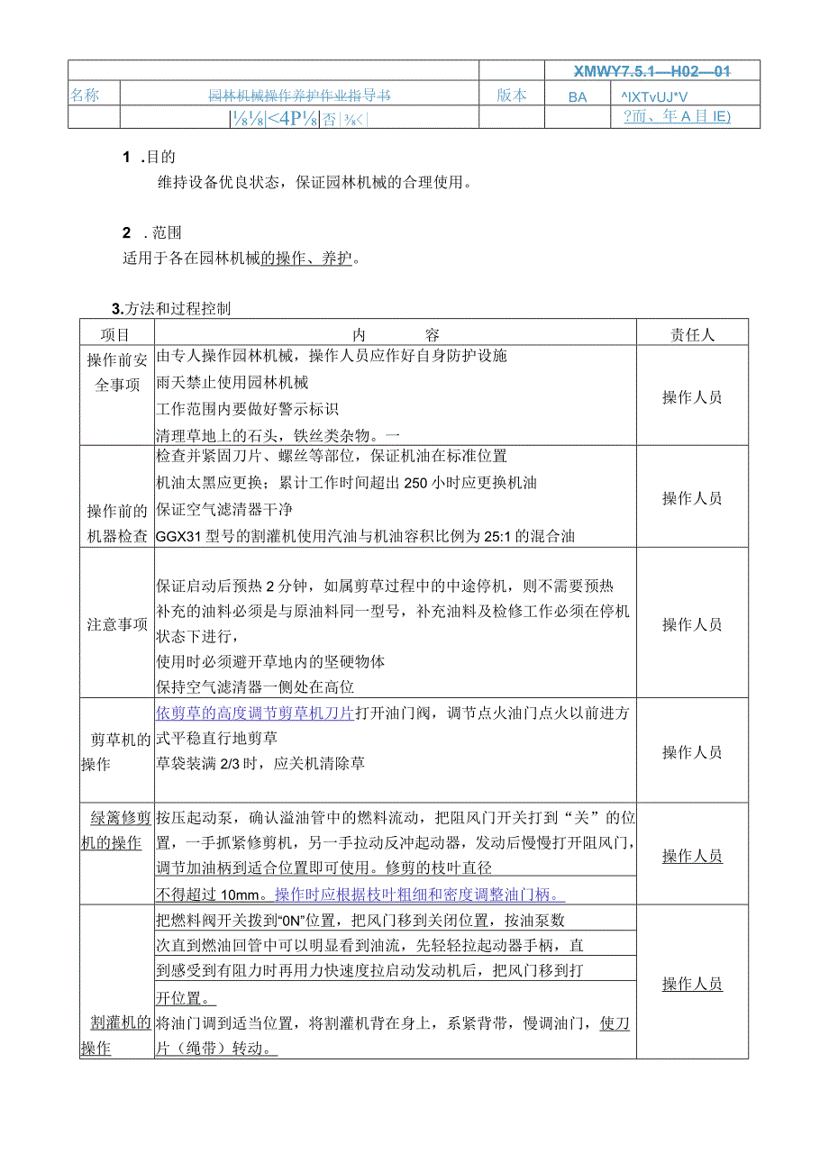 物业公司园林机械操作养护作业指导书.docx_第1页